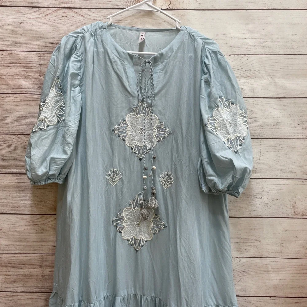 ETHNC EMBROIDERED MAXI DRESS IN BABY BLUE - Picture 3 of 9
